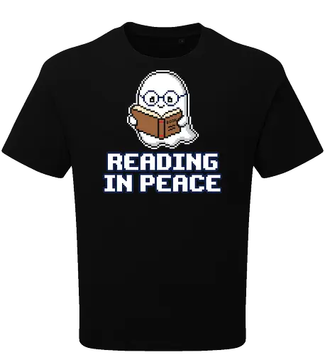 Reading In Peace - Funny Pixel Art Ghost Book Lover