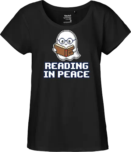 Reading In Peace - Funny Pixel Art Ghost Book Lover