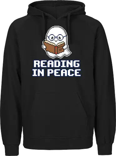 Reading In Peace - Funny Pixel Art Ghost Book Lover