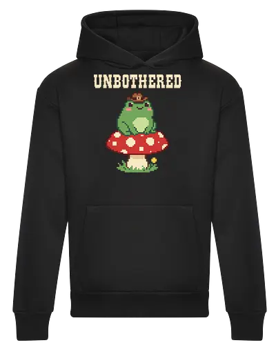 Unbothered Cowboy Frog on Mushroom - Cute Pixel Art