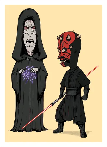 Stupid Darkside - darkside, vader, beavis, cornholio, 90's cartoons, villains, sci-fi movie, 70's movies, lightsabers, darth, sith - Kunstdruck