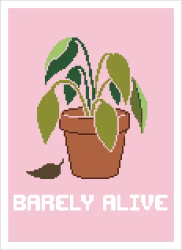 Sad Wilting Houseplant - Funny Plant Killer Pixel Art