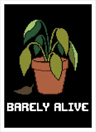 Sad Wilting Houseplant - Funny Plant Killer Pixel Art