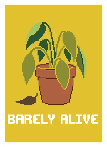Sad Wilting Houseplant - Funny Plant Killer Pixel Art