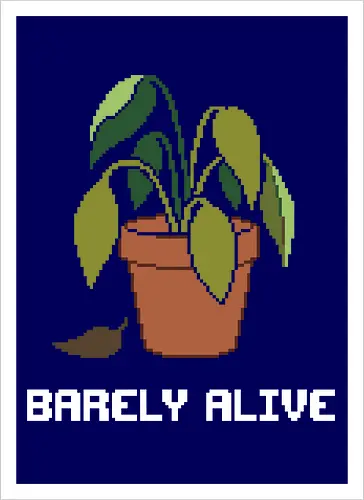 Sad Wilting Houseplant - Funny Plant Killer Pixel Art