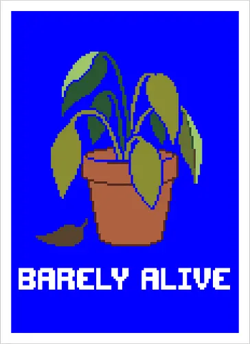 Sad Wilting Houseplant - Funny Plant Killer Pixel Art