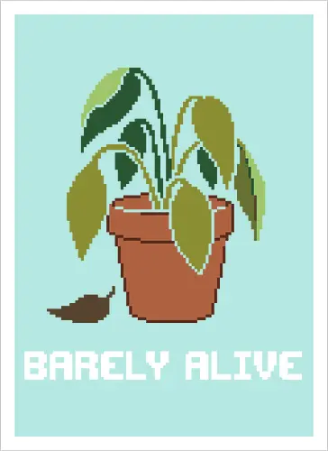 Sad Wilting Houseplant - Funny Plant Killer Pixel Art
