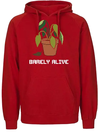 Sad Wilting Houseplant - Funny Plant Killer Pixel Art - houseplant, pixel art, dying plant, wilting plant, sad plant, plant killer, black thumb, funny plant, 8 bit, retro aesthetic, potted plant, indoor plant, bad gardener, plant mom, plant dad, tired, relatable humor, terracotta pot, dead plant, plant lover gift - Fairtrade Hoodie