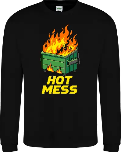 Hot Mess Dumpster Fire - Funny Retro Pixel Art