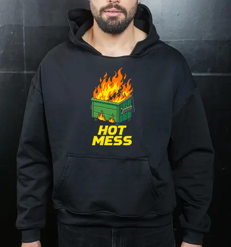 Hot Mess Dumpster Fire - Funny Retro Pixel Art