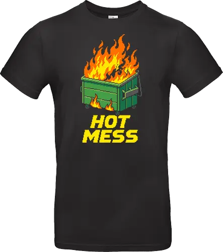 Hot Mess Dumpster Fire - Funny Retro Pixel Art
