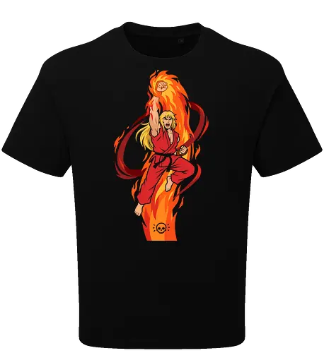 Ken: Flaming Shoryuken - Ken Masters, Beat em up, Shoryuken, flaming dragon punch, retro gaming apparel, arcade fighting game - Oversize T-Shirt