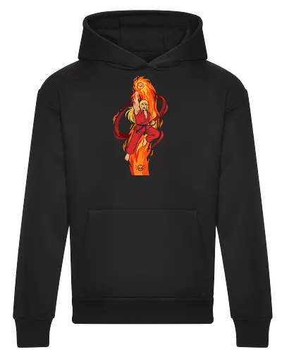 Ken: Flaming Shoryuken - Ken Masters, Beat em up, Shoryuken, flaming dragon punch, retro gaming apparel, arcade fighting game - Heavyweight Hoodie