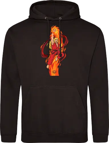 Ken: Flaming Shoryuken - Ken Masters, Beat em up, Shoryuken, flaming dragon punch, retro gaming apparel, arcade fighting game - Standard Hoodie