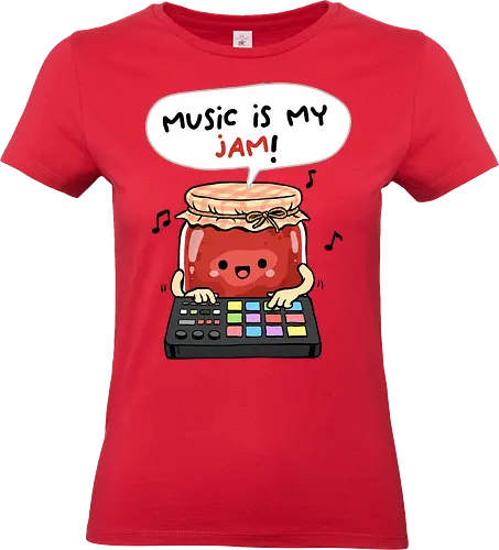 Music is My Jam - music is my jam, disco, dj, edm, hip hop, jam, music, music is life, music teacher, musician, party, strawberry, strawberry jam, music lover - Standard T-Shirt (Frauen)