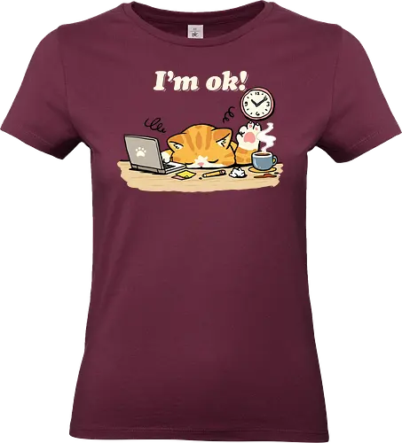 I'm Ok Cat - im ok, cat, cat lover, cat on laptop, depression, everything is fine, im fine, im okay, its fine, kitty, lazy cat, lost, mental health, motivational, work from home - Standard T-Shirt (Frauen)