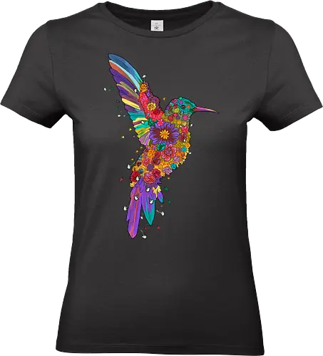 Floral Hummingbird - hummingbird, abstract, animal, bird, botanical, colorful, floral, flower, flowers, garden, geometric, hidden message, nature, pattern, wildflowers - Standard T-Shirt (Frauen)