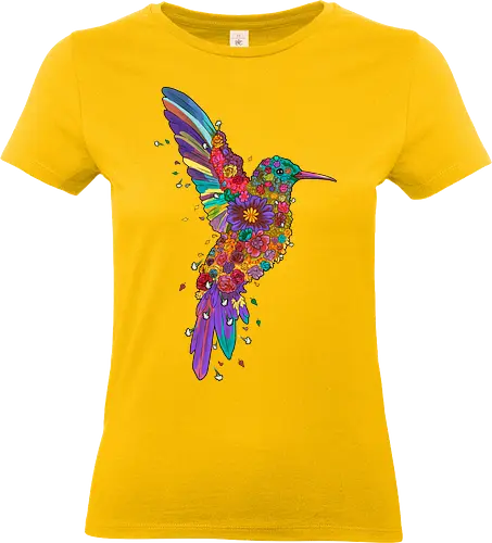 Floral Hummingbird - hummingbird, abstract, animal, bird, botanical, colorful, floral, flower, flowers, garden, geometric, hidden message, nature, pattern, wildflowers - Standard T-Shirt (Frauen)