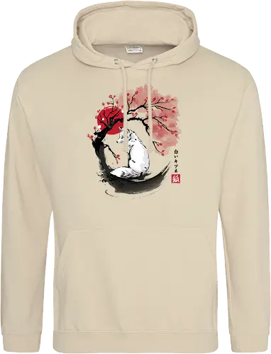 White kitsune sumi e