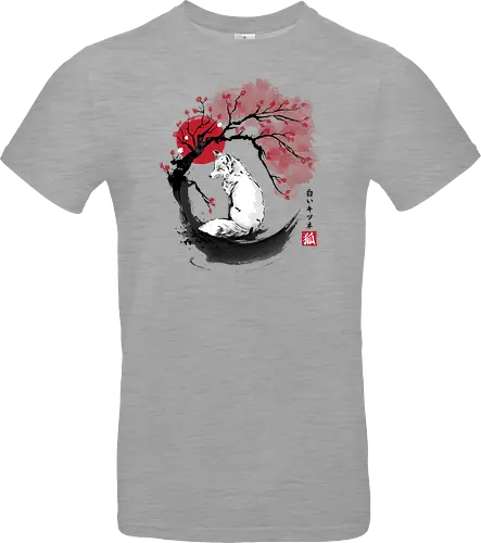 White kitsune sumi e