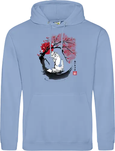 White kitsune sumi e