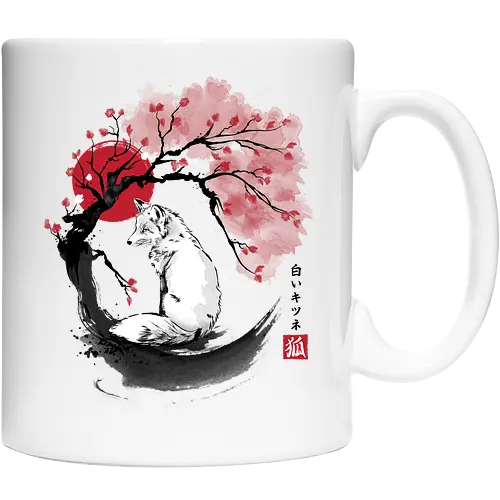 White kitsune sumi e