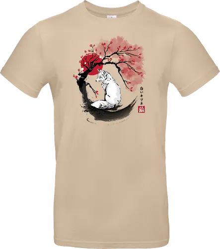 White kitsune sumi e