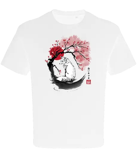 White kitsune sumi e