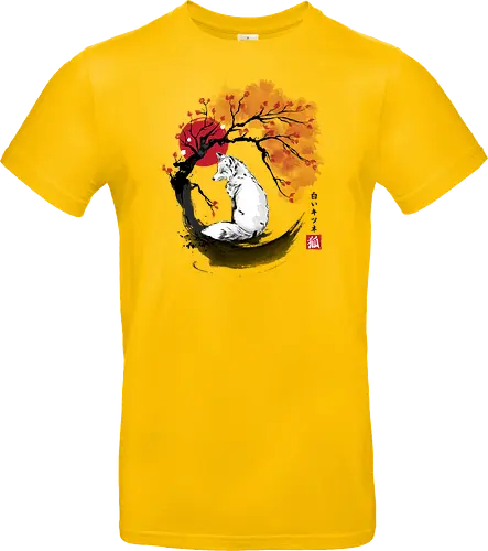 White kitsune sumi e