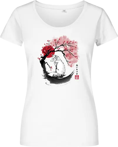 White kitsune sumi e