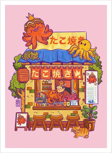 Takoyaki Stand - Kunstdruck