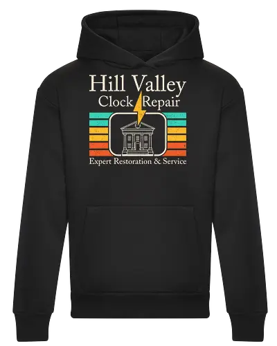 Hill Valley Clock Repair  - 80s, 90s, cult classic, cult movies, film, funny, geek, lightning, movie lover, nerd, nostalgia, retro, sci fi, time travel, vintage - Heavyweight Hoodie