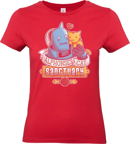 Alphonses Katzenheiligtum - Alphonse Elric Kunst, Fullmetal Alchemist, Katzenheiligtum, Al Katzen, Anime Shirt, Otaku Kultur, Kawaii Anime, süßer Streetwear, Geek Geschenk, Alphonse Rüstung, FMA Shirt, Anime Katzen, süßes dunkles Anime, Alphonse Chibi, Manga Katzenliebe - Standard T-Shirt (Frauen)