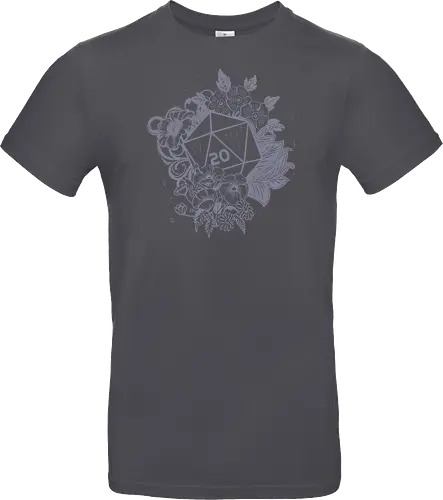 D20 Linocut - D20, Pen & Paper, Rollenspiel, Nerd, Pathfinder, Cthulu, Floral, Pen and Paper, Würfelspiele, Boardgames, Brettspiele, Fantasy, Drachen - Standard T-Shirt