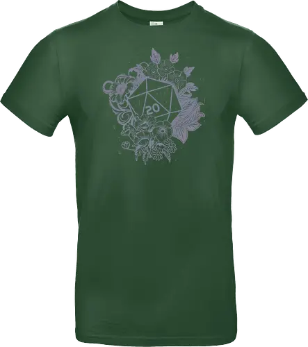 D20 Linocut - D20, Pen & Paper, Rollenspiel, Nerd, Pathfinder, Cthulu, Floral, Pen and Paper, Würfelspiele, Boardgames, Brettspiele, Fantasy, Drachen - Standard T-Shirt