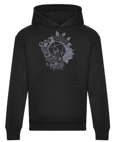 D20 Linocut - D20, Pen & Paper, Rollenspiel, Nerd, Pathfinder, Cthulu, Floral, Pen and Paper, Würfelspiele, Boardgames, Brettspiele, Fantasy, Drachen - Heavyweight Hoodie
