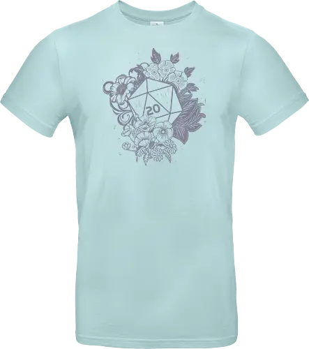 D20 Linocut - D20, Pen & Paper, Rollenspiel, Nerd, Pathfinder, Cthulu, Floral, Pen and Paper, Würfelspiele, Boardgames, Brettspiele, Fantasy, Drachen - Standard T-Shirt