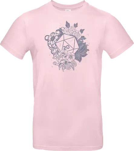 D20 Linocut - D20, Pen & Paper, Rollenspiel, Nerd, Pathfinder, Cthulu, Floral, Pen and Paper, Würfelspiele, Boardgames, Brettspiele, Fantasy, Drachen - Standard T-Shirt