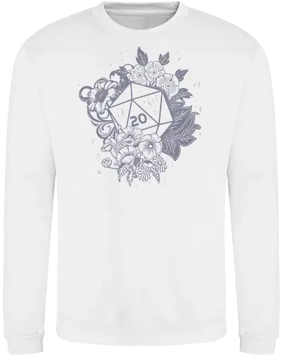 D20 Linocut - D20, Pen & Paper, Rollenspiel, Nerd, Pathfinder, Cthulu, Floral, Pen and Paper, Würfelspiele, Boardgames, Brettspiele, Fantasy, Drachen - Sweatshirt