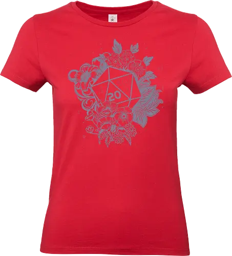 D20 Linocut - D20, Pen & Paper, Rollenspiel, Nerd, Pathfinder, Cthulu, Floral, Pen and Paper, Würfelspiele, Boardgames, Brettspiele, Fantasy, Drachen - Standard T-Shirt (Frauen)