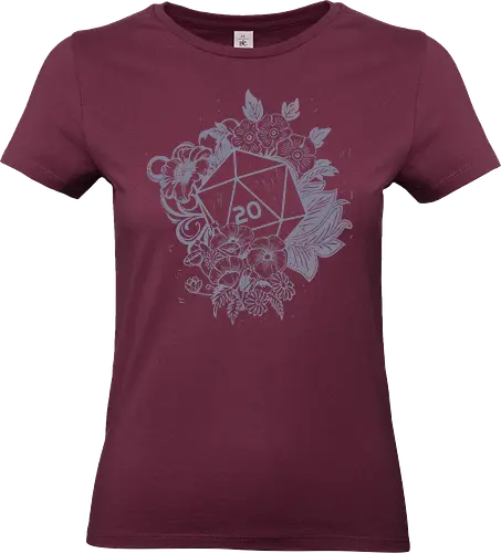 D20 Linocut - D20, Pen & Paper, Rollenspiel, Nerd, Pathfinder, Cthulu, Floral, Pen and Paper, Würfelspiele, Boardgames, Brettspiele, Fantasy, Drachen - Standard T-Shirt (Frauen)