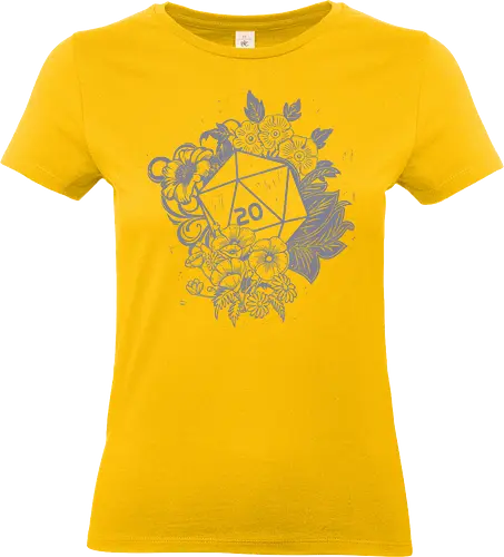 D20 Linocut - D20, Pen & Paper, Rollenspiel, Nerd, Pathfinder, Cthulu, Floral, Pen and Paper, Würfelspiele, Boardgames, Brettspiele, Fantasy, Drachen - Standard T-Shirt (Frauen)
