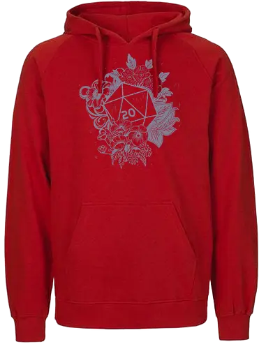 D20 Linocut - D20, Pen & Paper, Rollenspiel, Nerd, Pathfinder, Cthulu, Floral, Pen and Paper, Würfelspiele, Boardgames, Brettspiele, Fantasy, Drachen - Fairtrade Hoodie