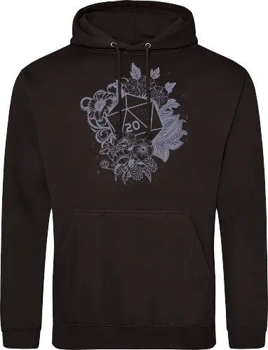 D20 Linocut - D20, Pen & Paper, Rollenspiel, Nerd, Pathfinder, Cthulu, Floral, Pen and Paper, Würfelspiele, Boardgames, Brettspiele, Fantasy, Drachen - Standard Hoodie