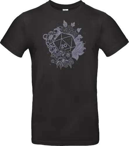 D20 Linocut - D20, Pen & Paper, Rollenspiel, Nerd, Pathfinder, Cthulu, Floral, Pen and Paper, Würfelspiele, Boardgames, Brettspiele, Fantasy, Drachen - Standard T-Shirt