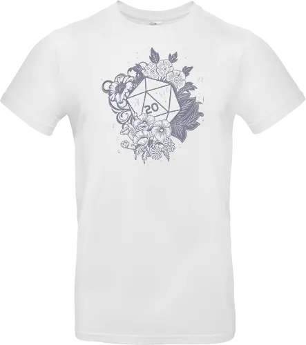 D20 Linocut - D20, Pen & Paper, Rollenspiel, Nerd, Pathfinder, Cthulu, Floral, Pen and Paper, Würfelspiele, Boardgames, Brettspiele, Fantasy, Drachen - Standard T-Shirt