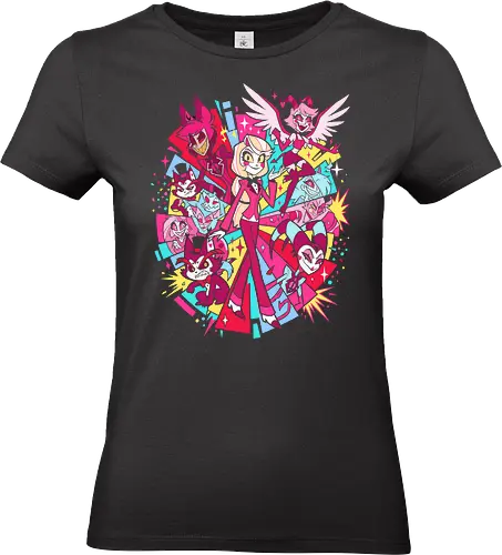 Demon: Welcome to Hell - Demon, Charlie Morningstar, Alastor, Angel Dust, Hazbin Hotel fan art, Helluva Boss, Vivziepop, animated series apparel, colorful anime graphic tee, demon characters design - Standard T-Shirt (Frauen)
