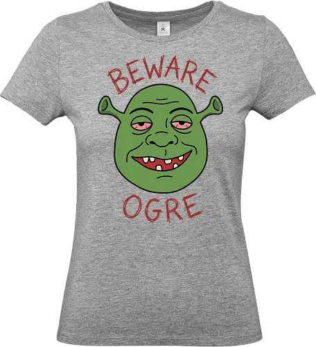 Beware the Ogre: Stoned Monster Edition - beware the ogre, funny ogre shirt, stoner humor, swamp lifestyle, satire pop culture, dank meme apparel, ironic fan art, funny cartoon parody, Monster meme - Standard T-Shirt (Frauen)