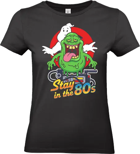 Stay in the 80's: Slimer Retro Vibes - Ghost, Slimer, 80s retro, vintage movie shirt, eighties nostalgia, retro ghost graphic, 80s pop culture, supernatural comedy apparel, cult classic art, rainbow typography - Standard T-Shirt (Frauen)