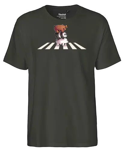 The Bear Road - bear, we bare bears, baby panda, panda, polar, cartoon, cartoon network, cute, abbey road, rock, music - Fairtrade T-Shirt
